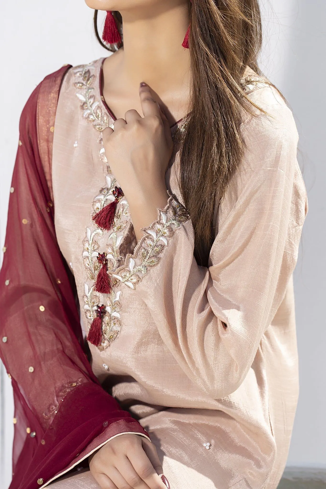 Aisha Fatema - Fawn Elegance - 1013 - Raw Silk Shirt - 3 Piece