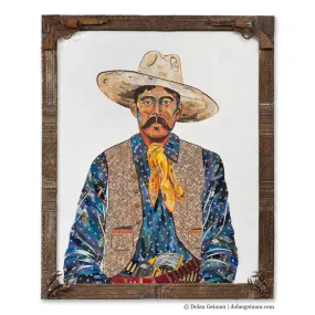 AMERICAN HERITAGE COWBOY (BLUE) original paper collage