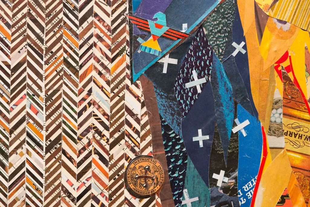AMERICAN HERITAGE COWBOY (BLUE) original paper collage