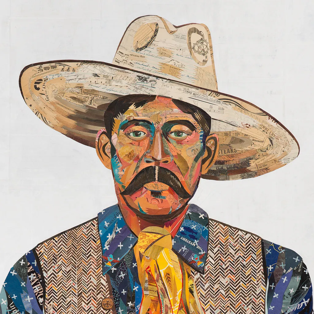 AMERICAN HERITAGE COWBOY (BLUE) original paper collage
