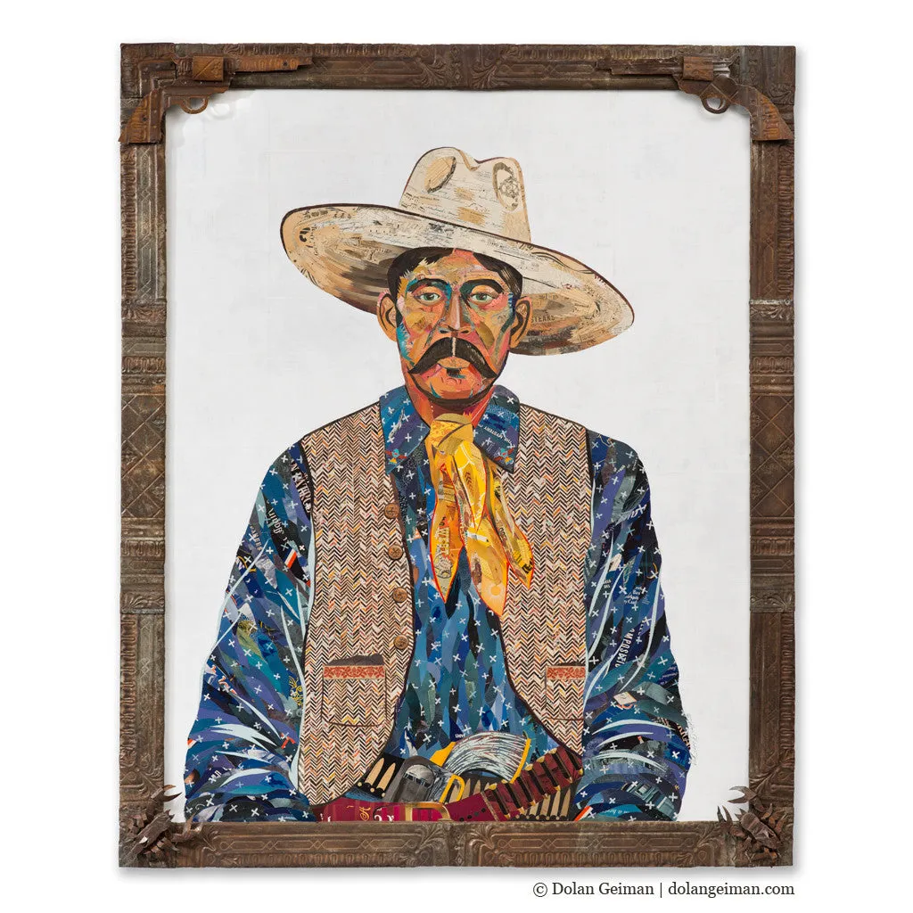 AMERICAN HERITAGE COWBOY (BLUE) original paper collage
