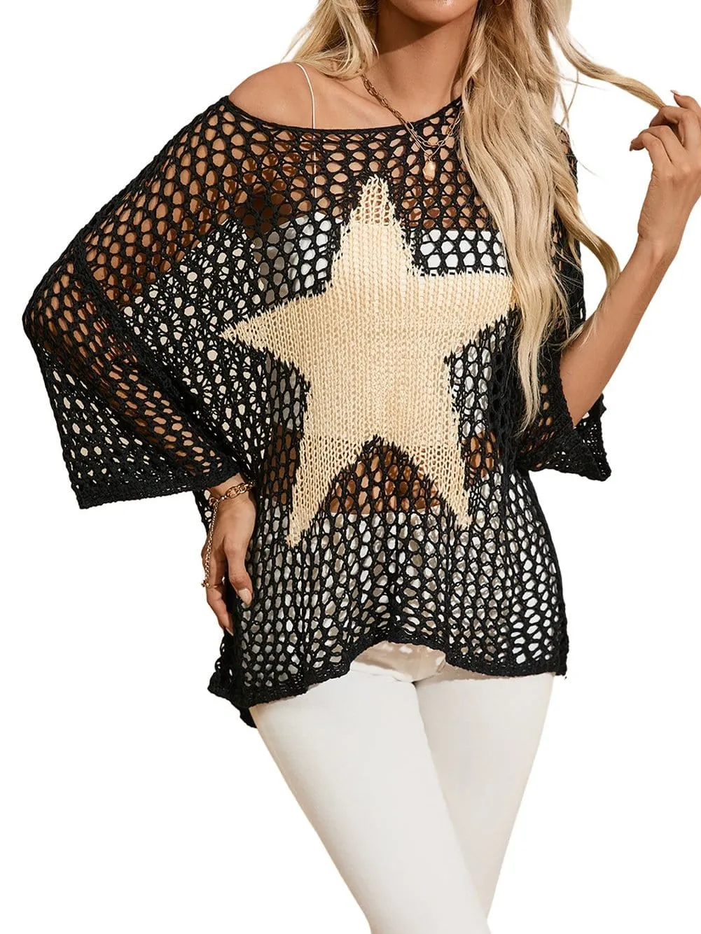 Appealing Crochet Knit Top with Star