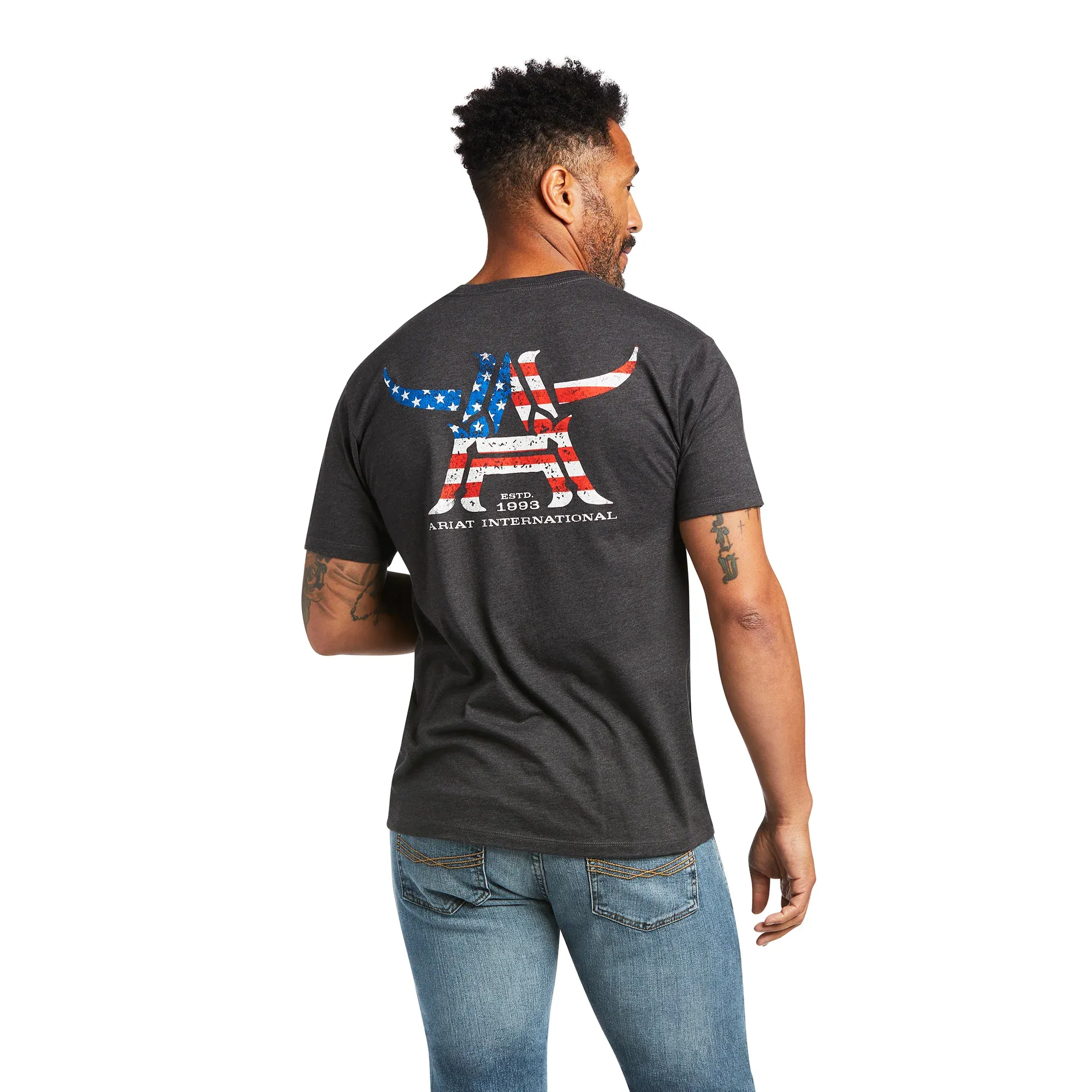 Ariat  Men's Longhorn Short Sleeve Charcoal Heather T-Shirt