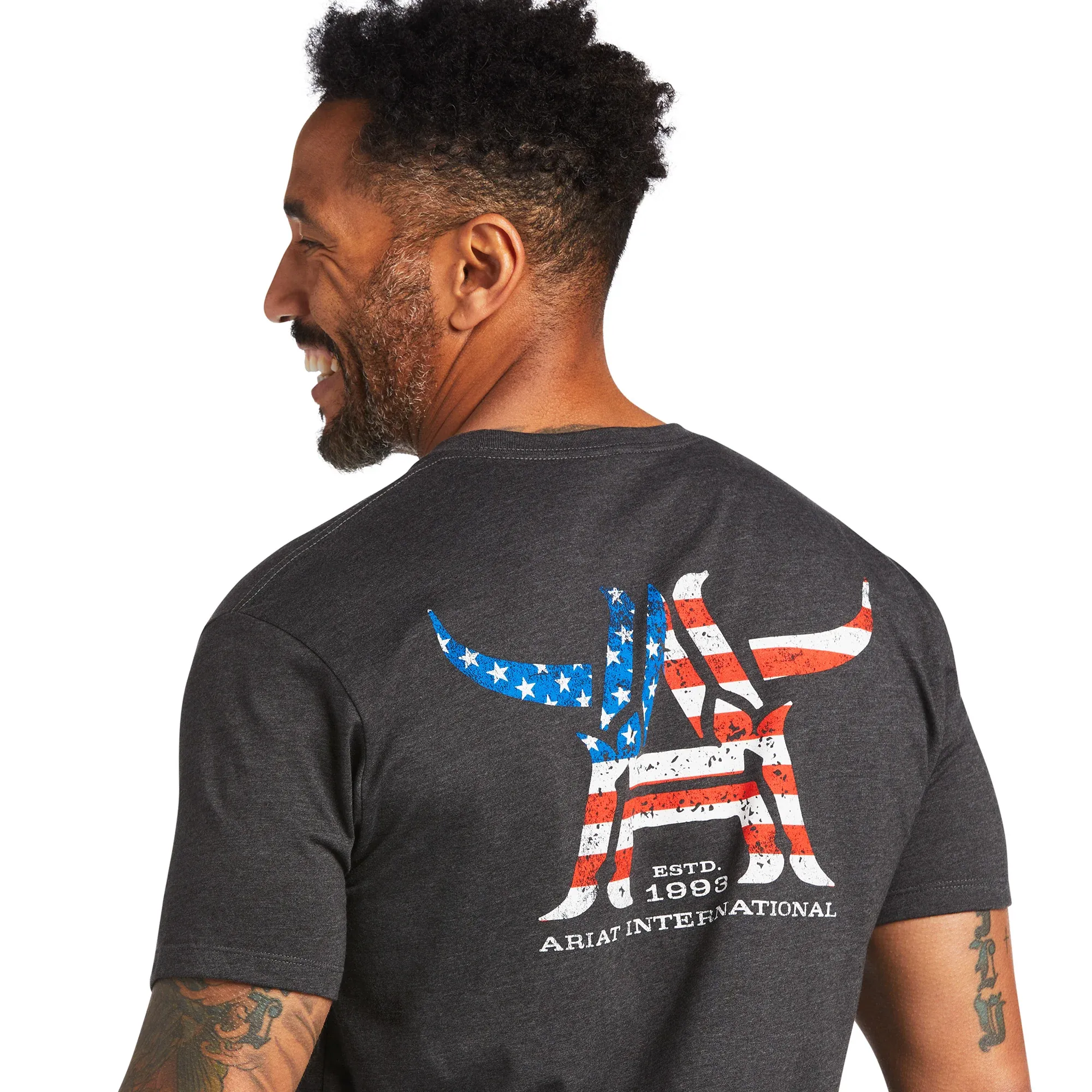 Ariat  Men's Longhorn Short Sleeve Charcoal Heather T-Shirt