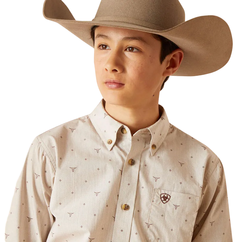 Ariat Youth Casual Series Beau Classic Fit Long Sleeve Sandshell Shirt