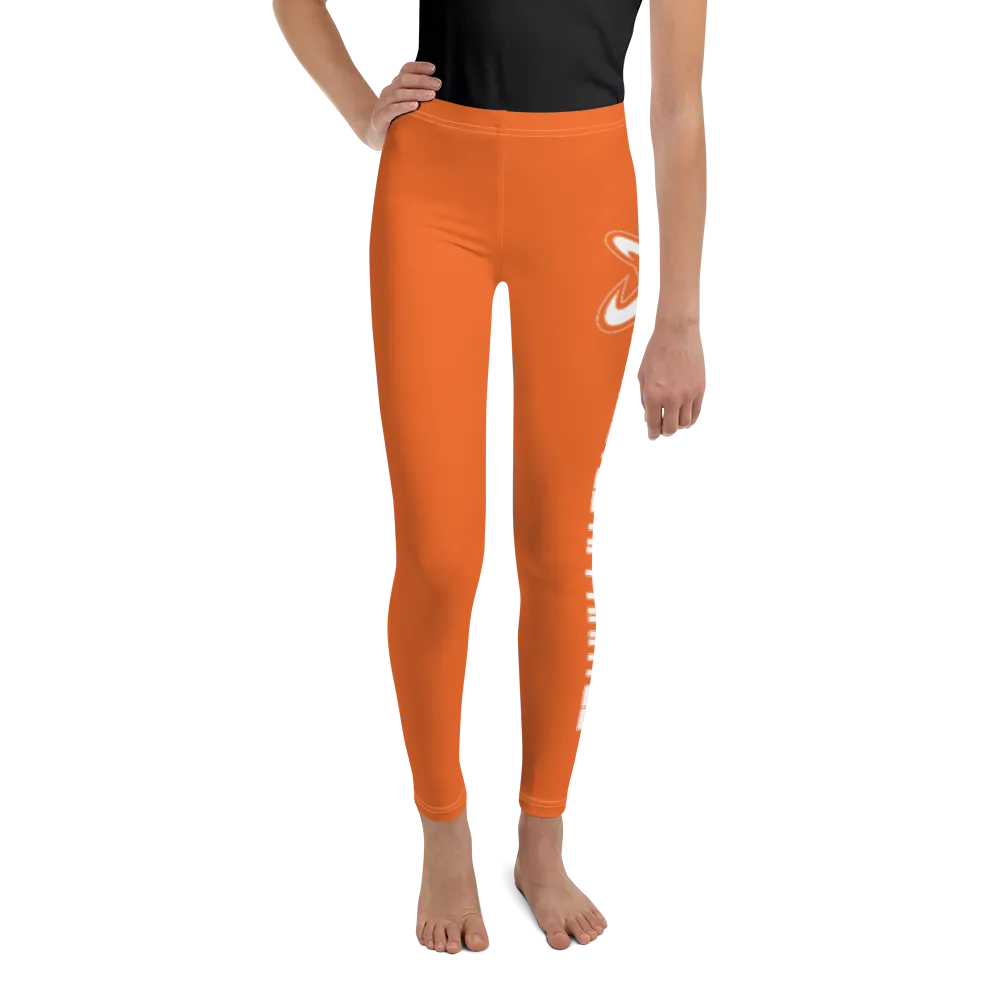 Athletic Apparatus Orange White logo White stitch V2 Youth Leggings