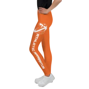 Athletic Apparatus Orange White logo White stitch V2 Youth Leggings