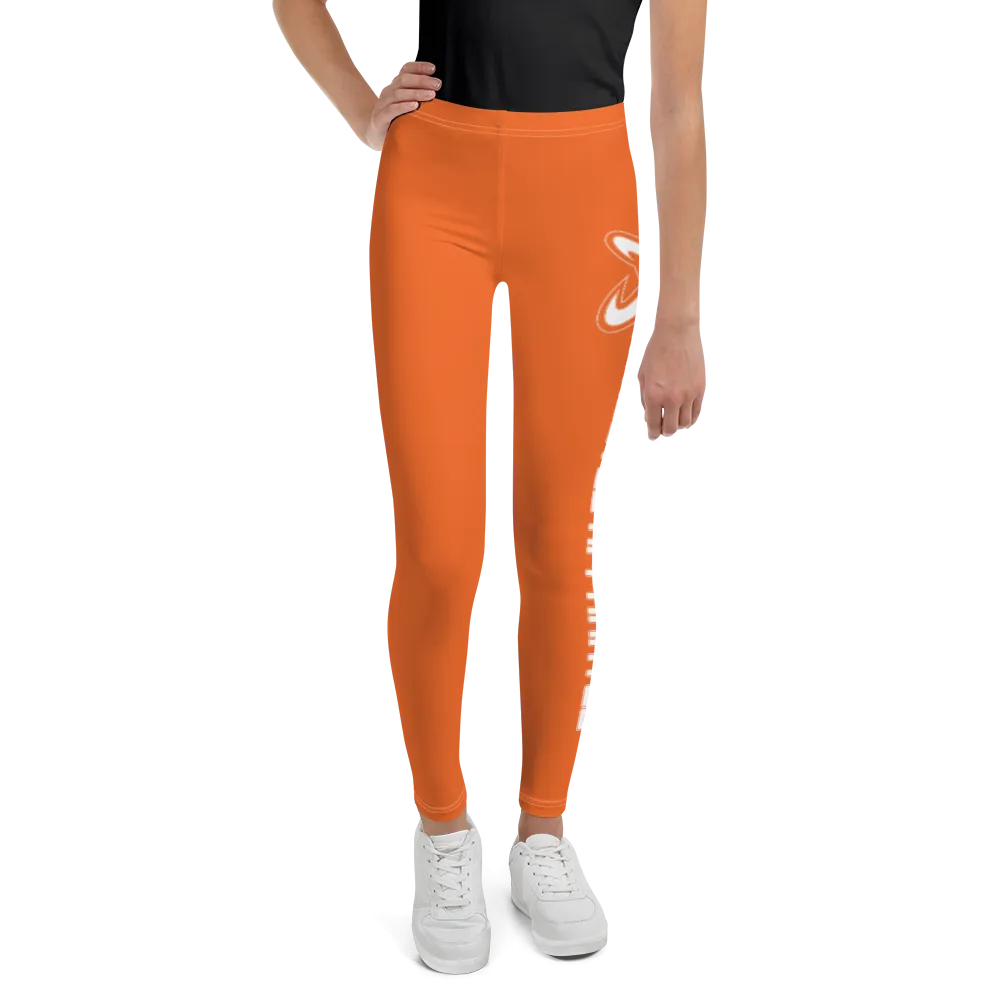 Athletic Apparatus Orange White logo White stitch V2 Youth Leggings