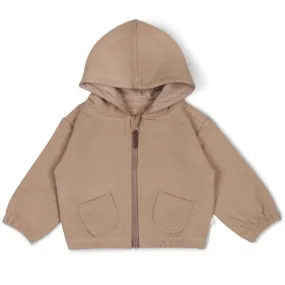 Bio-Fleece Kapuzenjacke - Taupe