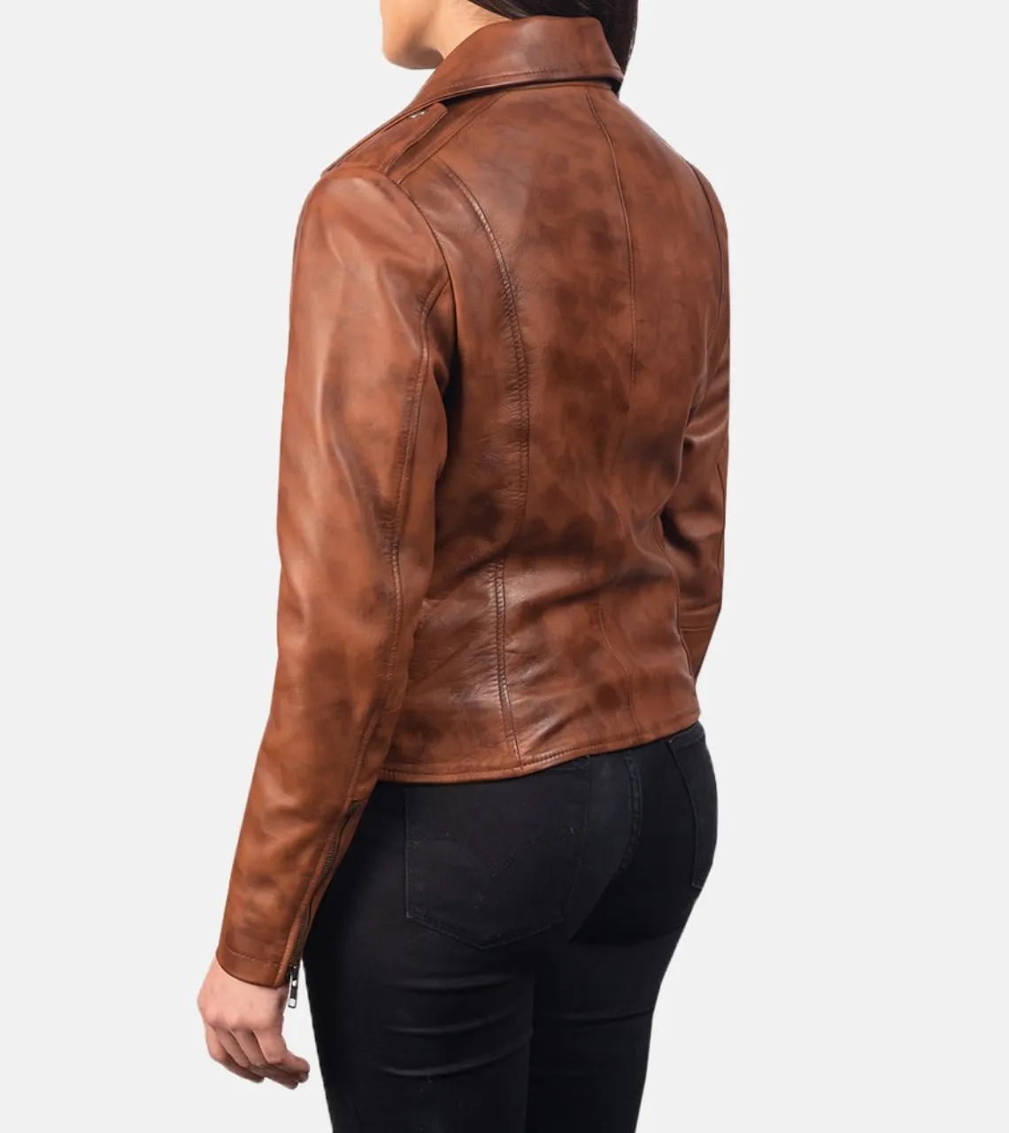 Bishop Brown Women's Biker Leather Jacket
