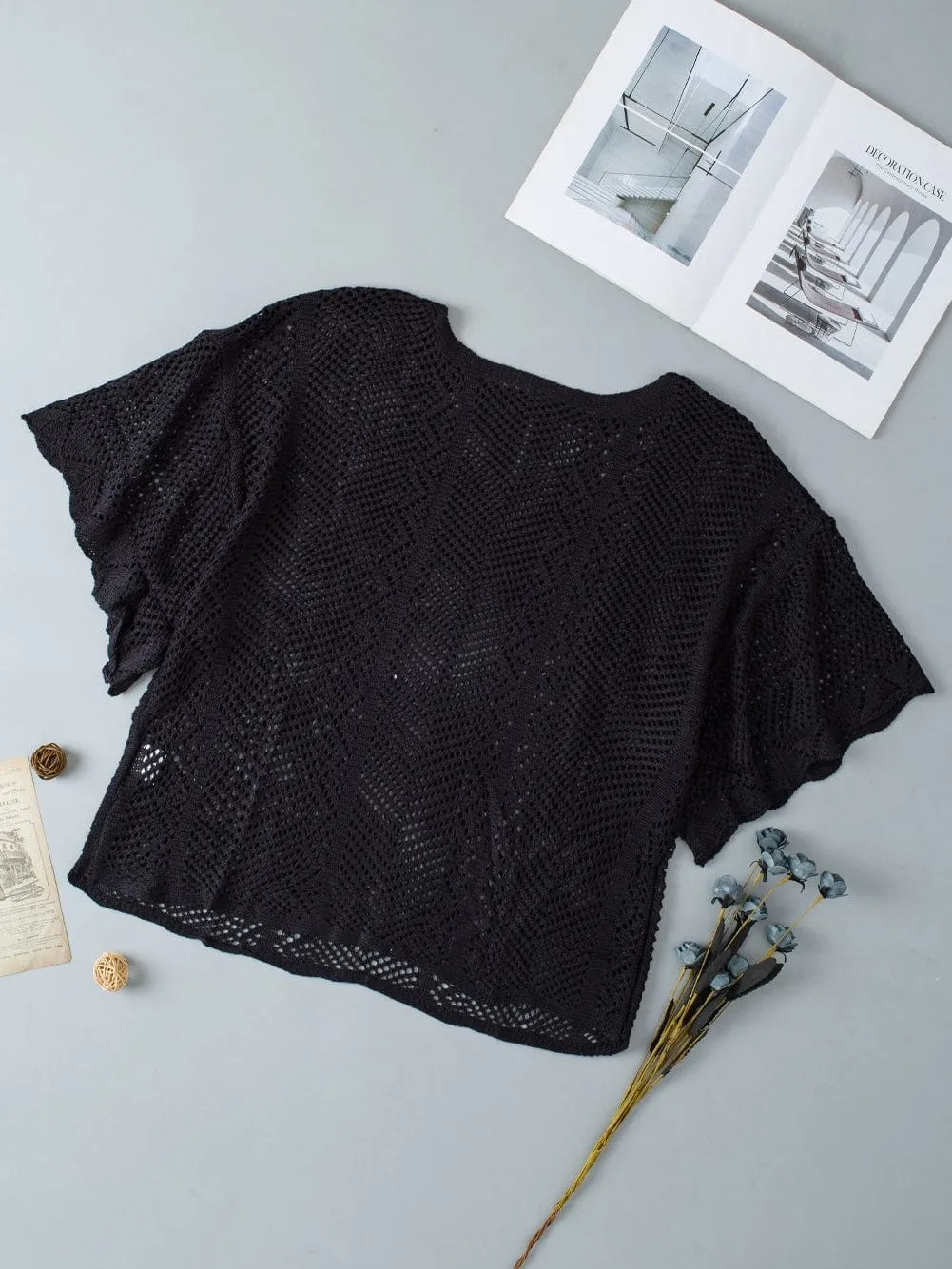 Black Knit Short Sleeve Top