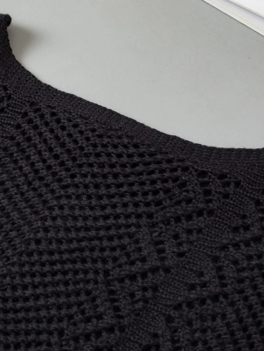 Black Knit Short Sleeve Top