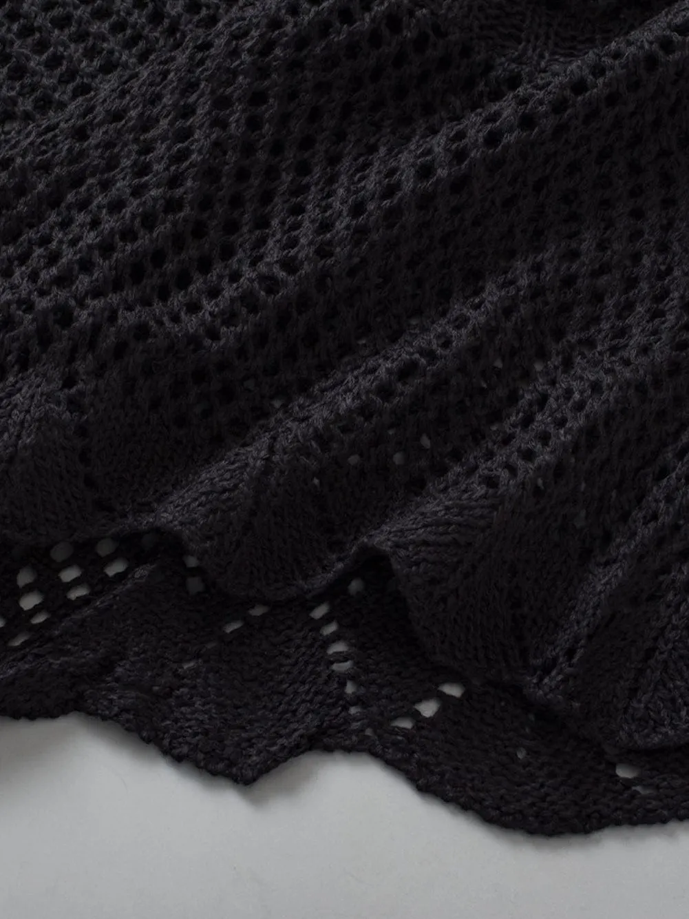 Black Knit Short Sleeve Top