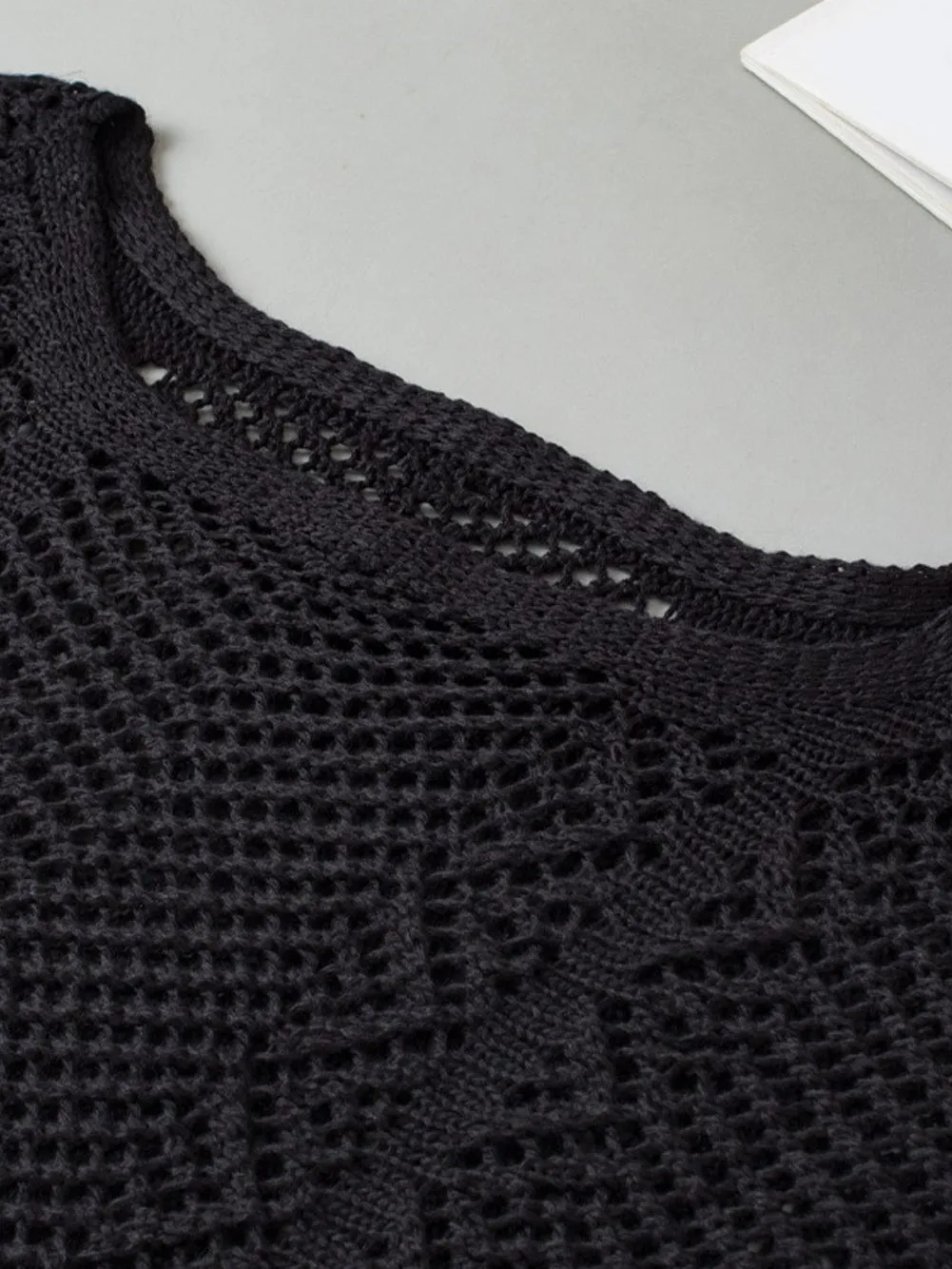 Black Knit Short Sleeve Top