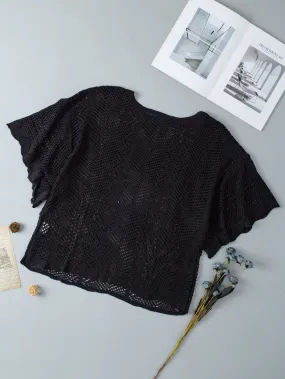 Black Knit Short Sleeve Top