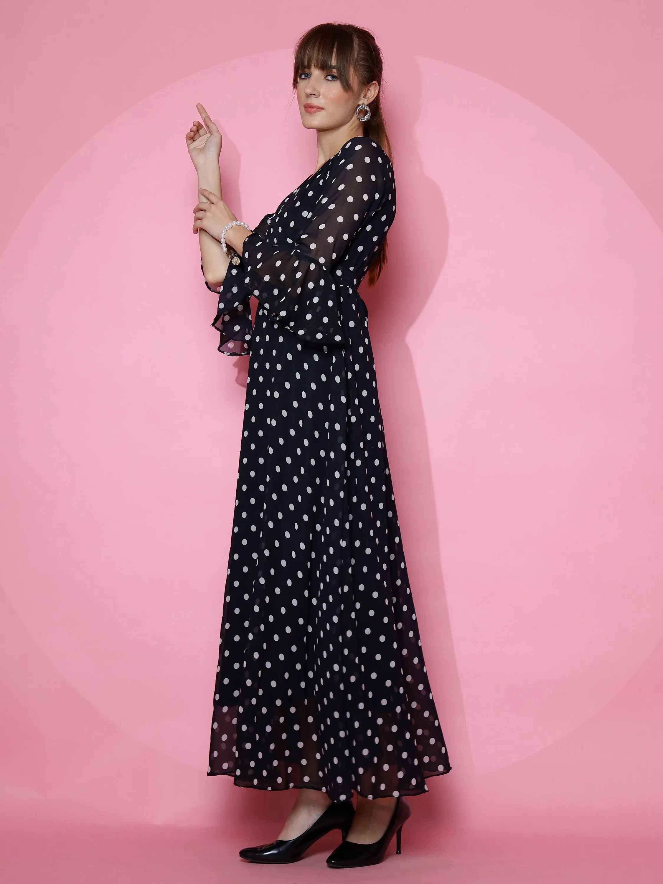 Black Polka Dot Maxi Dress