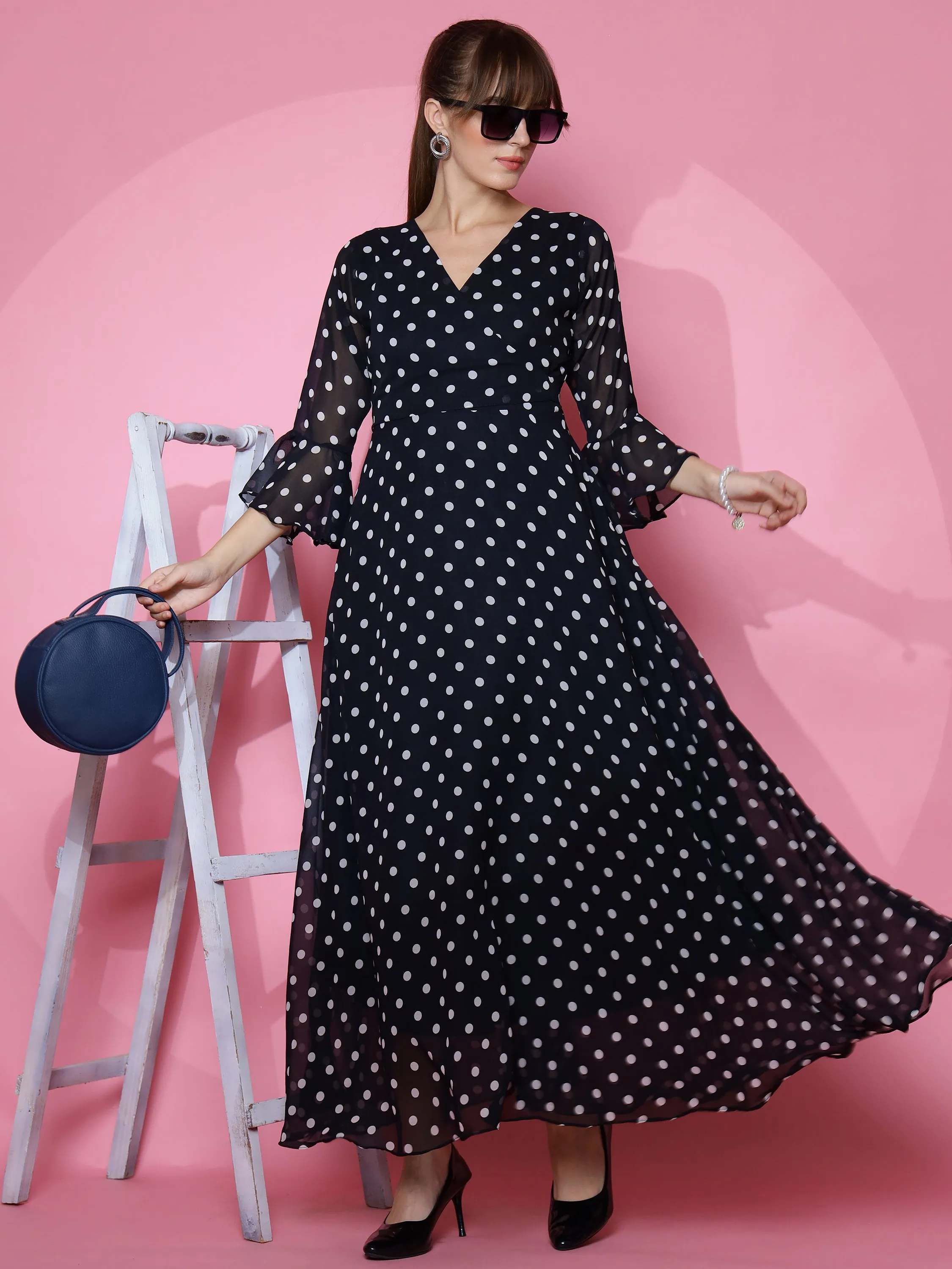 Black Polka Dot Maxi Dress