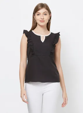 Black Top With Ruffle Sleeves