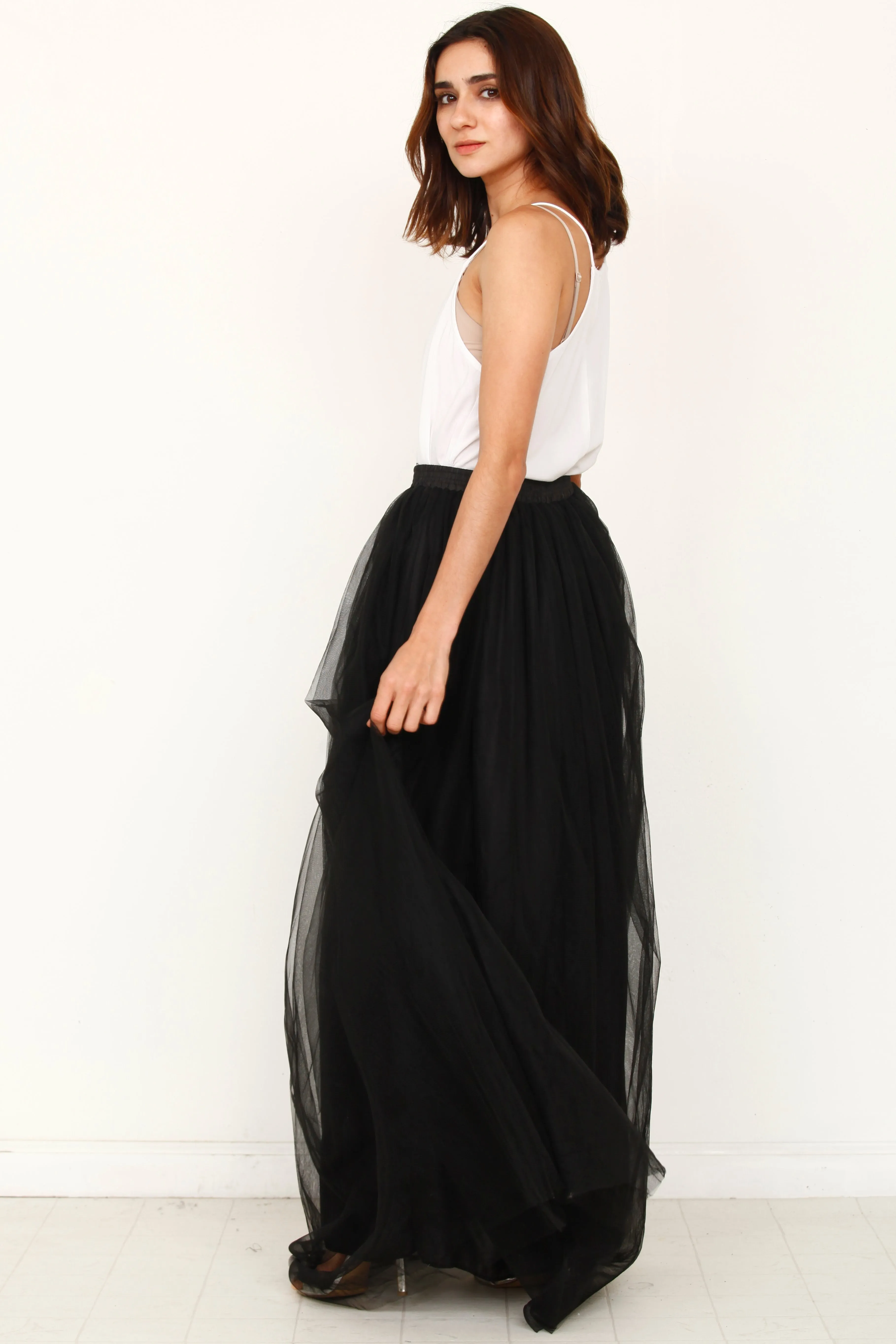 Black Tulle Tutu Maxi Skirt