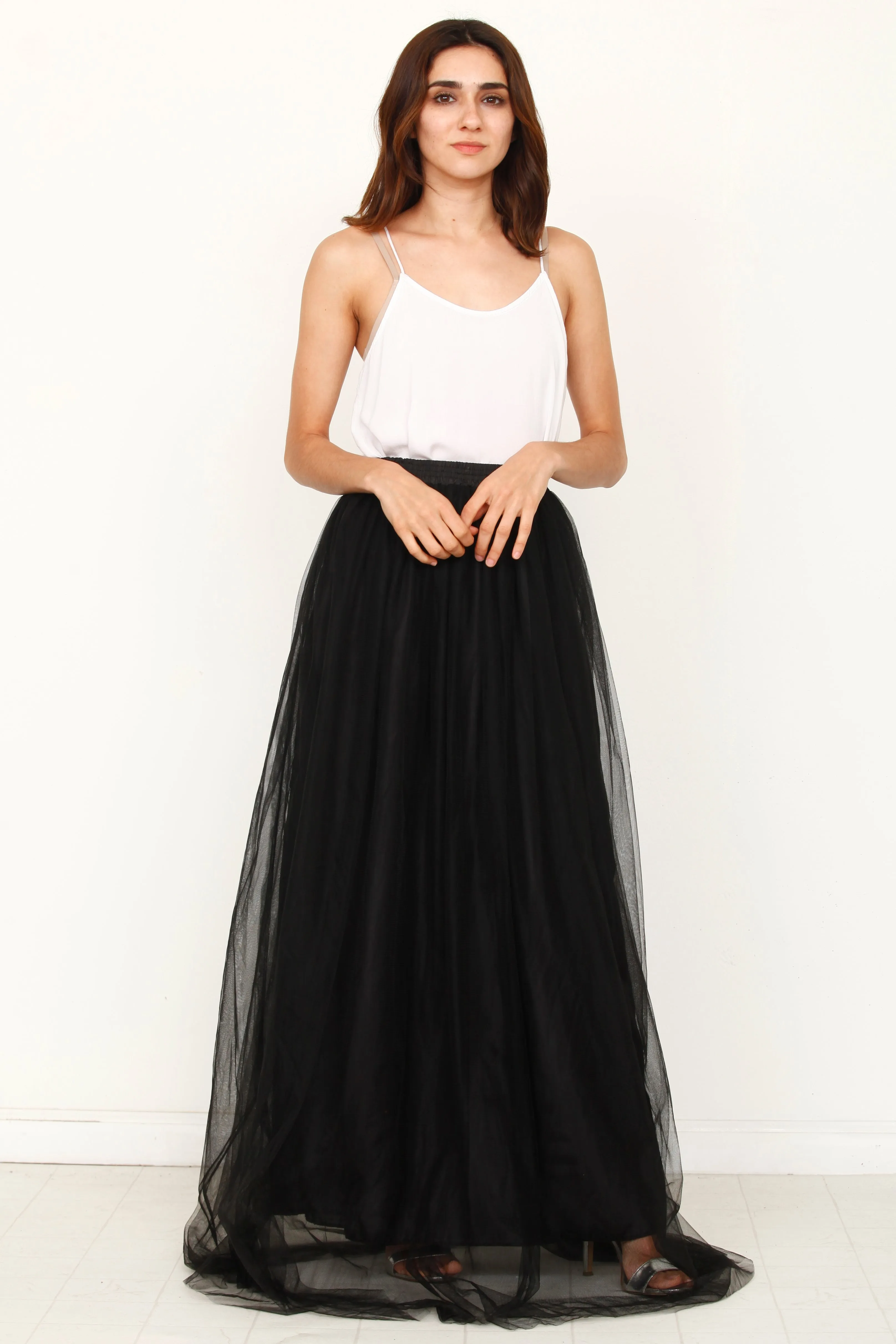 Black Tulle Tutu Maxi Skirt