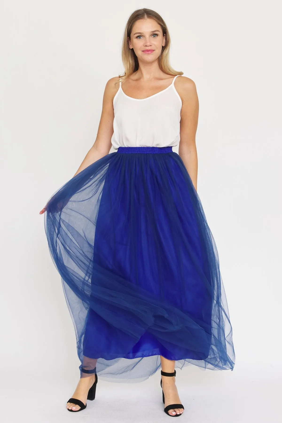 Blue Tulle Tutu Maxi Skirt
