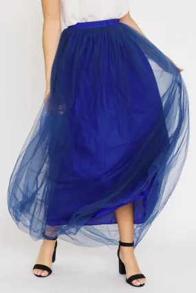Blue Tulle Tutu Maxi Skirt