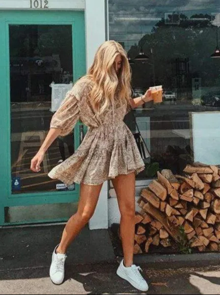Boho Mini Dress with Sleeves