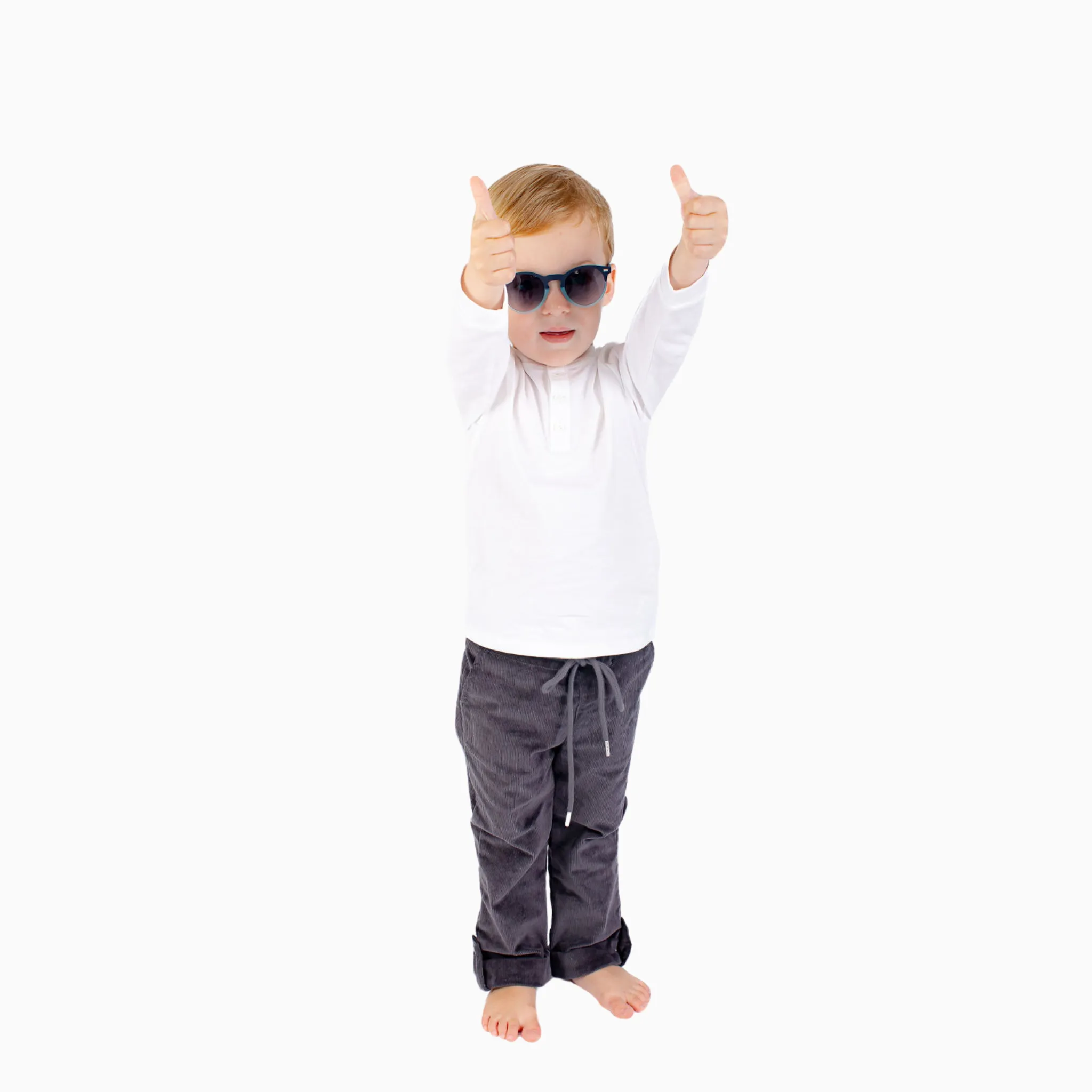 Boys' Long Sleeve Henley in White
