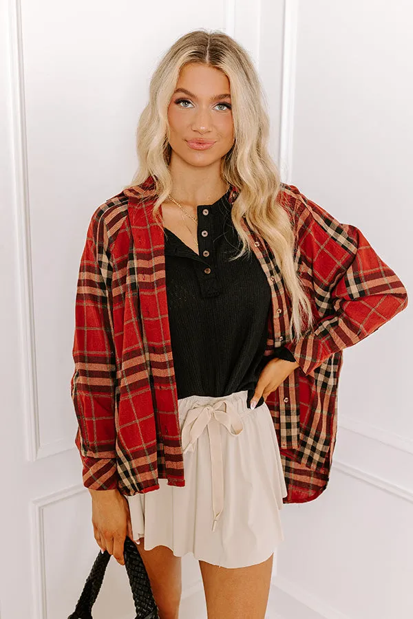 Breezy Times Oversized Henley Top In Black