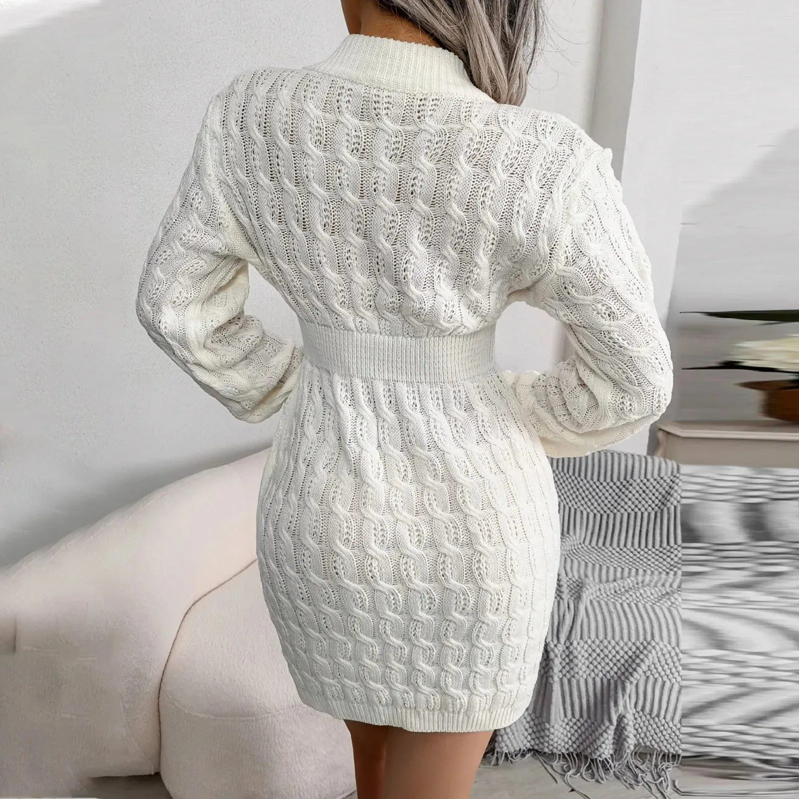 Cable Knit Winter Sweater Dress