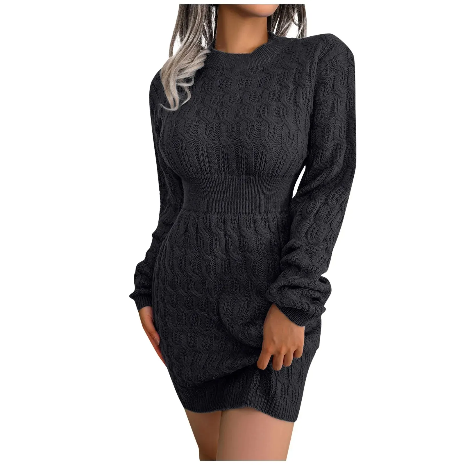 Cable Knit Winter Sweater Dress