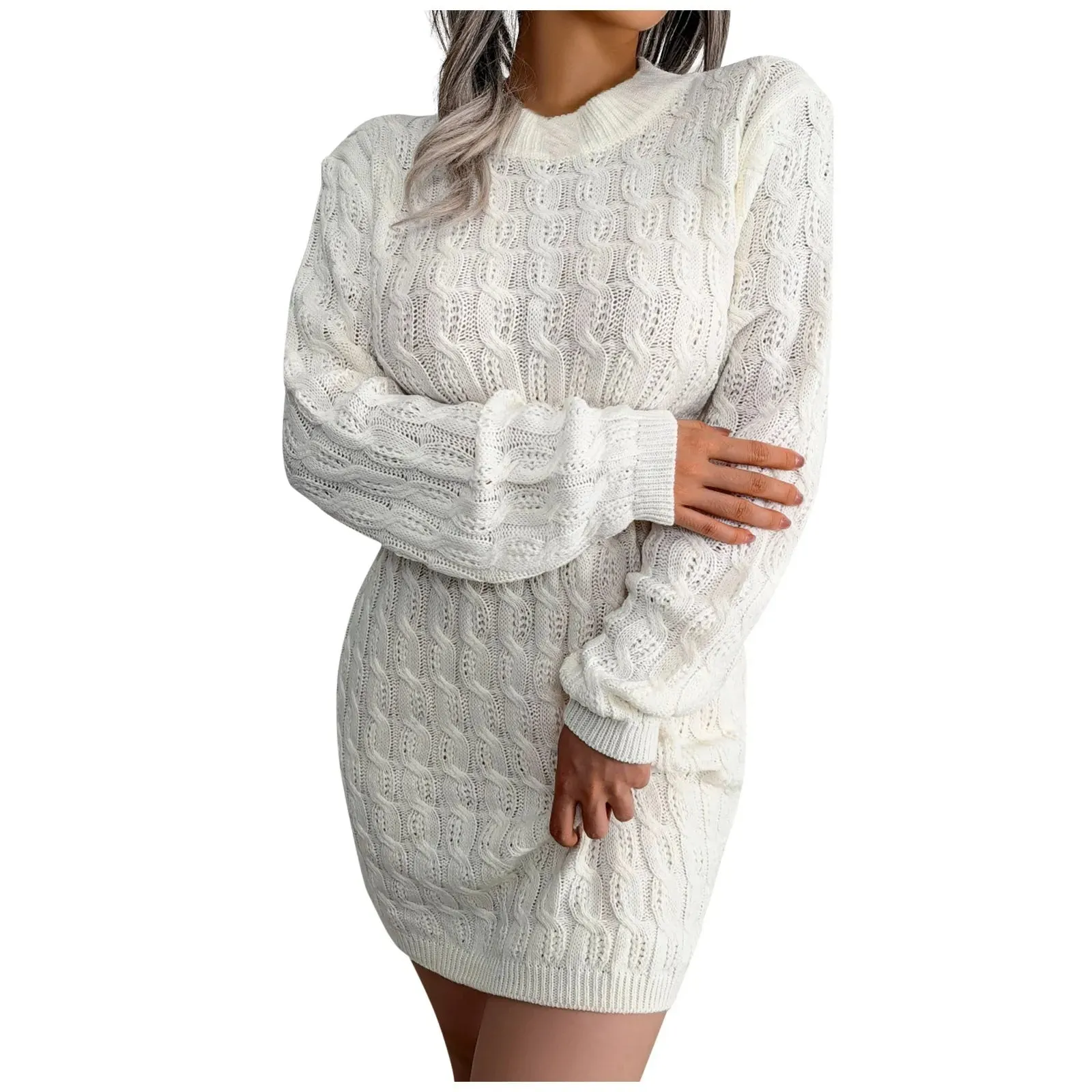 Cable Knit Winter Sweater Dress