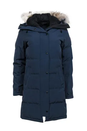 Canada Goose - Navy Longline Puffer Coat w/ Fur Trim Hood Sz XS