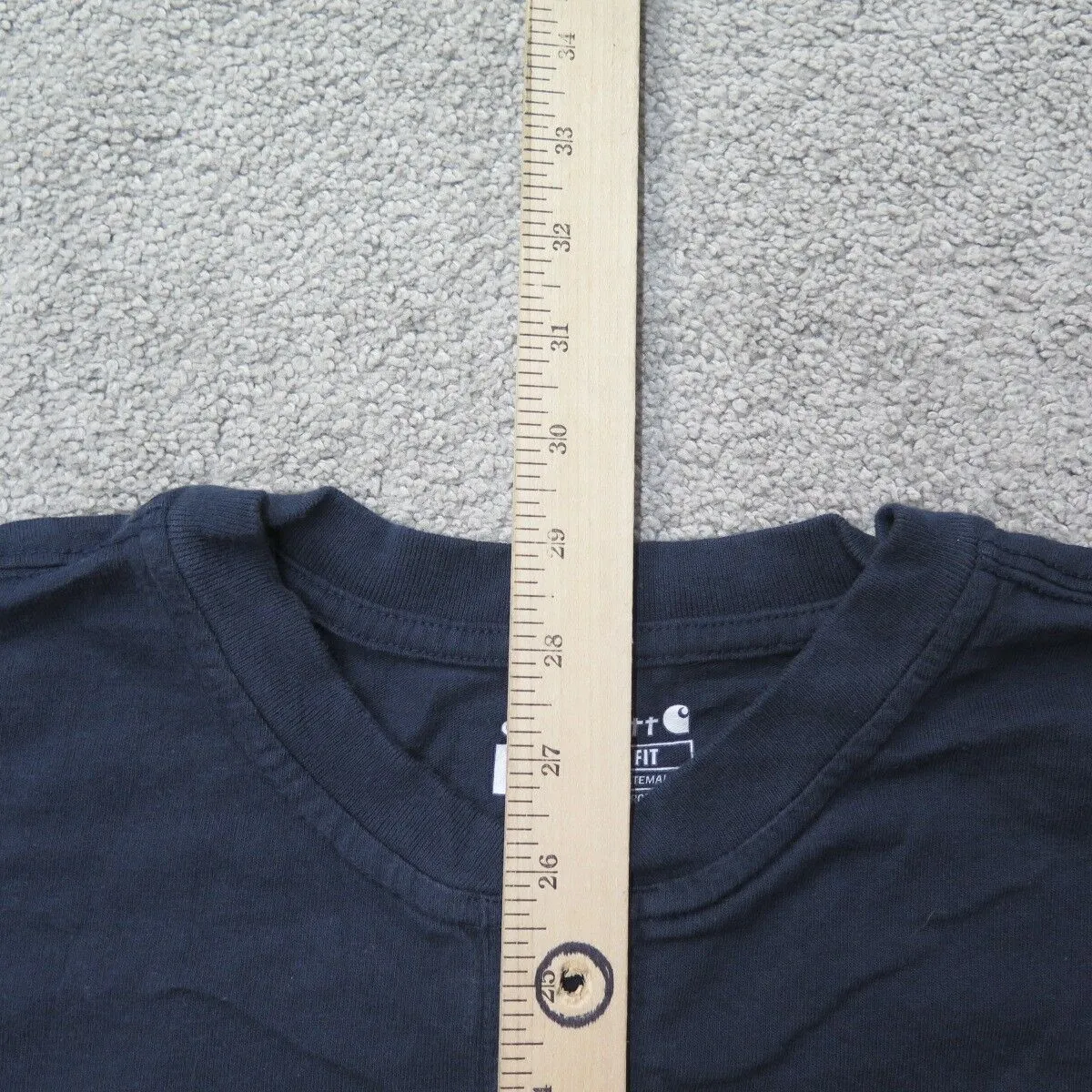 Carhartt Shirt Mens Small Blue Long Sleeve Henley Neck Tee Loose Fit Lightweight
