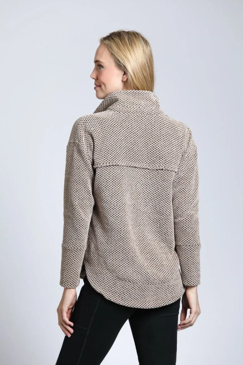 Chenille Waffle Knit Henley w/Grommet Detail