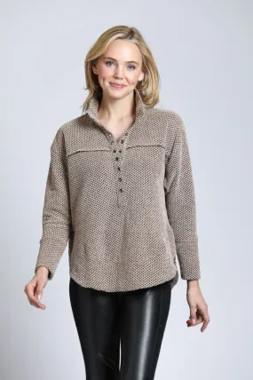 Chenille Waffle Knit Henley w/Grommet Detail