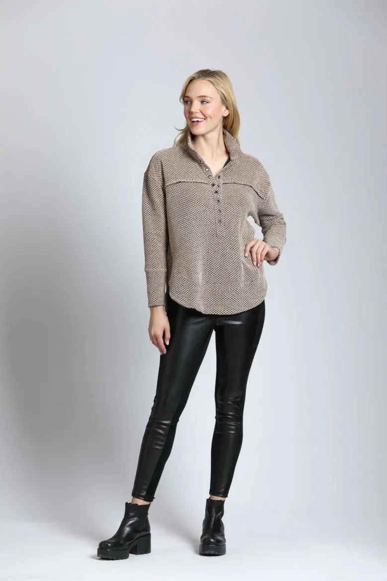 Chenille Waffle Knit Henley w/Grommet Detail