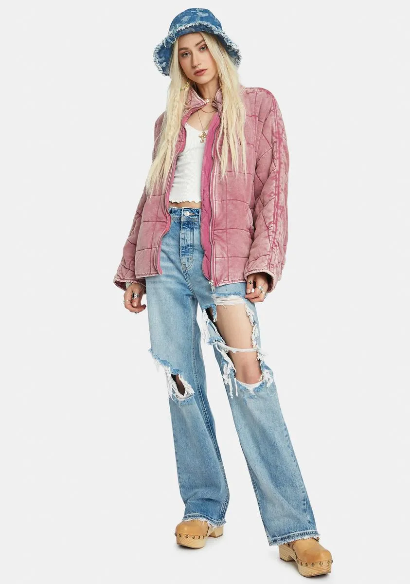 Cherry Cola Dolman Quilted Knit Jacket