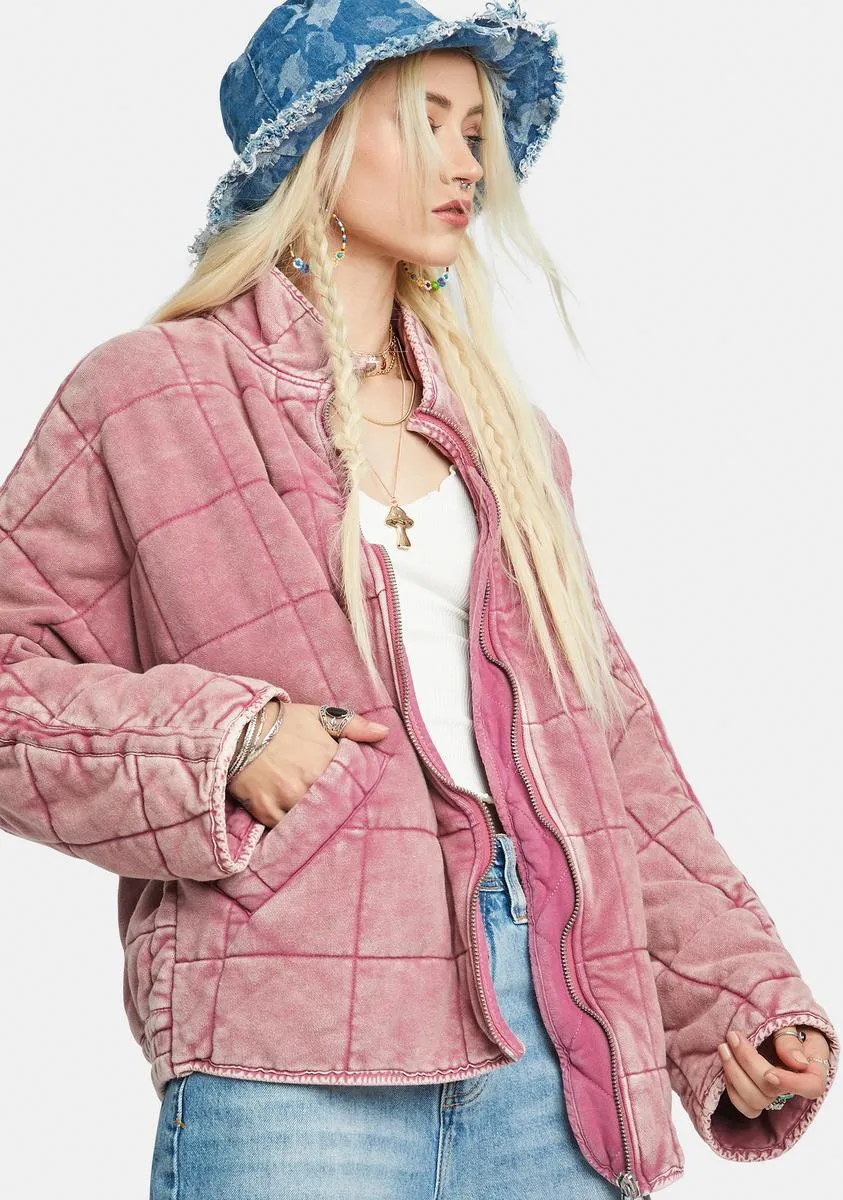 Cherry Cola Dolman Quilted Knit Jacket