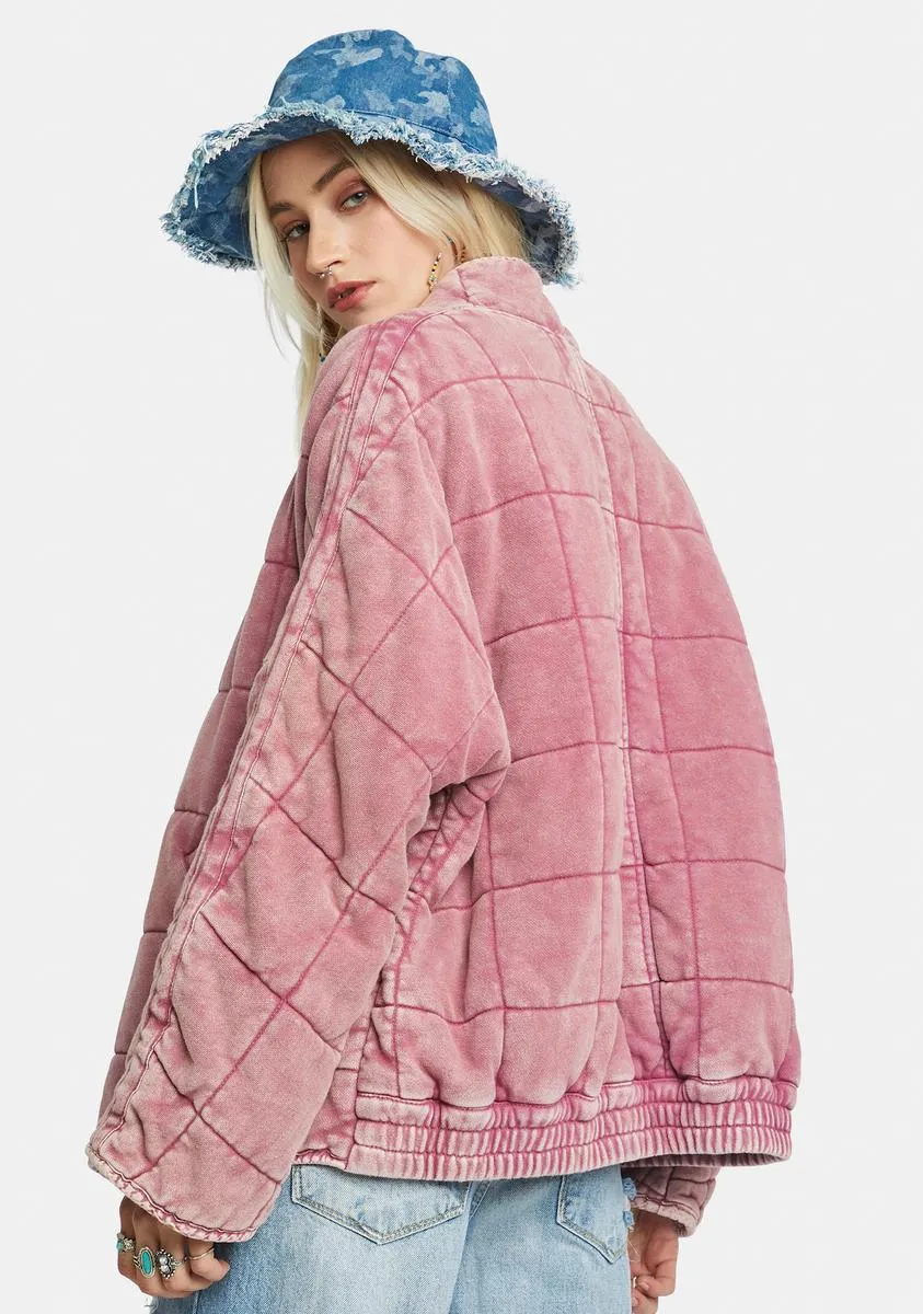 Cherry Cola Dolman Quilted Knit Jacket