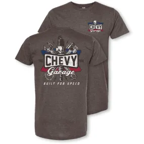 Chevy Garage - Built For Speed T- Shirt - Heather Brown