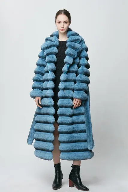 Chinchilla Look Long Fluffy Faux Jacket