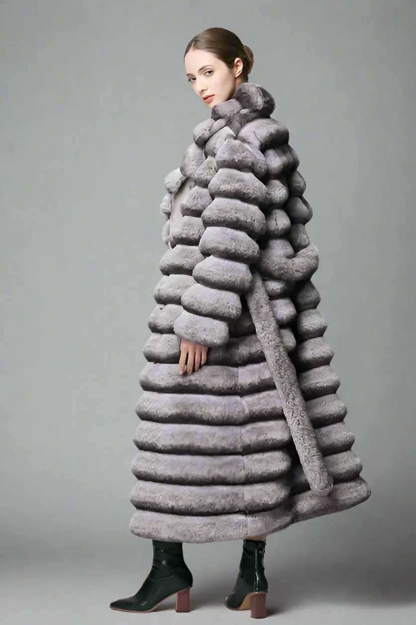 Chinchilla Look Long Fluffy Faux Jacket