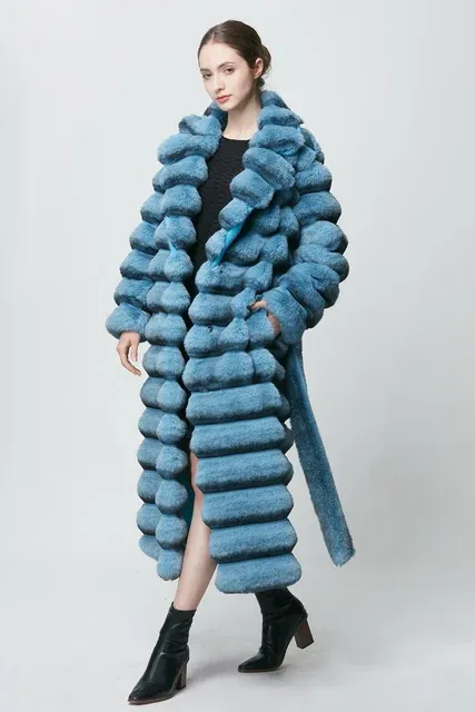 Chinchilla Look Long Fluffy Faux Jacket