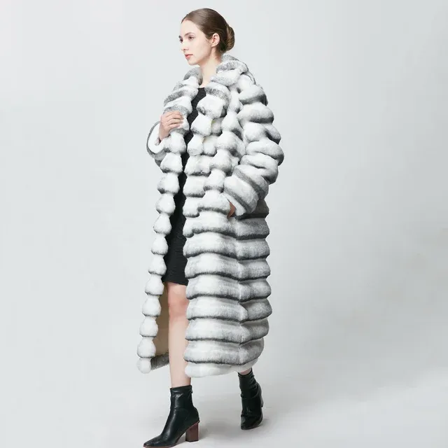 Chinchilla Look Long Fluffy Faux Jacket