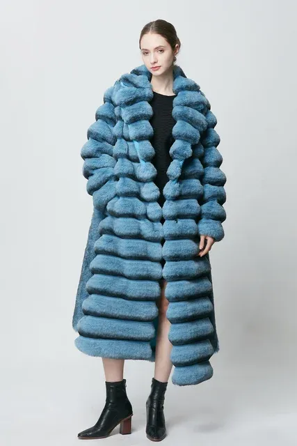 Chinchilla Look Long Fluffy Faux Jacket