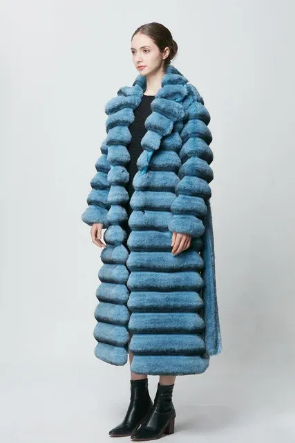 Chinchilla Look Long Fluffy Faux Jacket