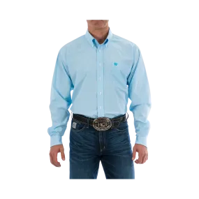 Cinch Men's Tencel Micro Stripe Button Down Western Light Blue Shirt