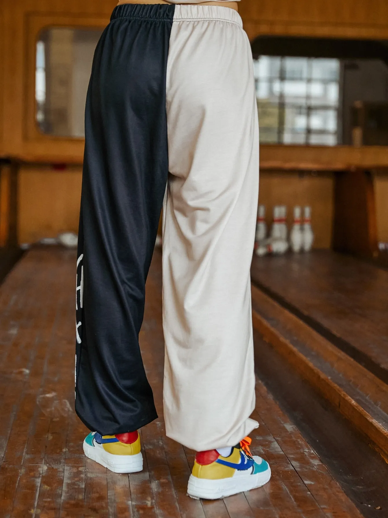 Colorblock Natural Long Women Sweatpants