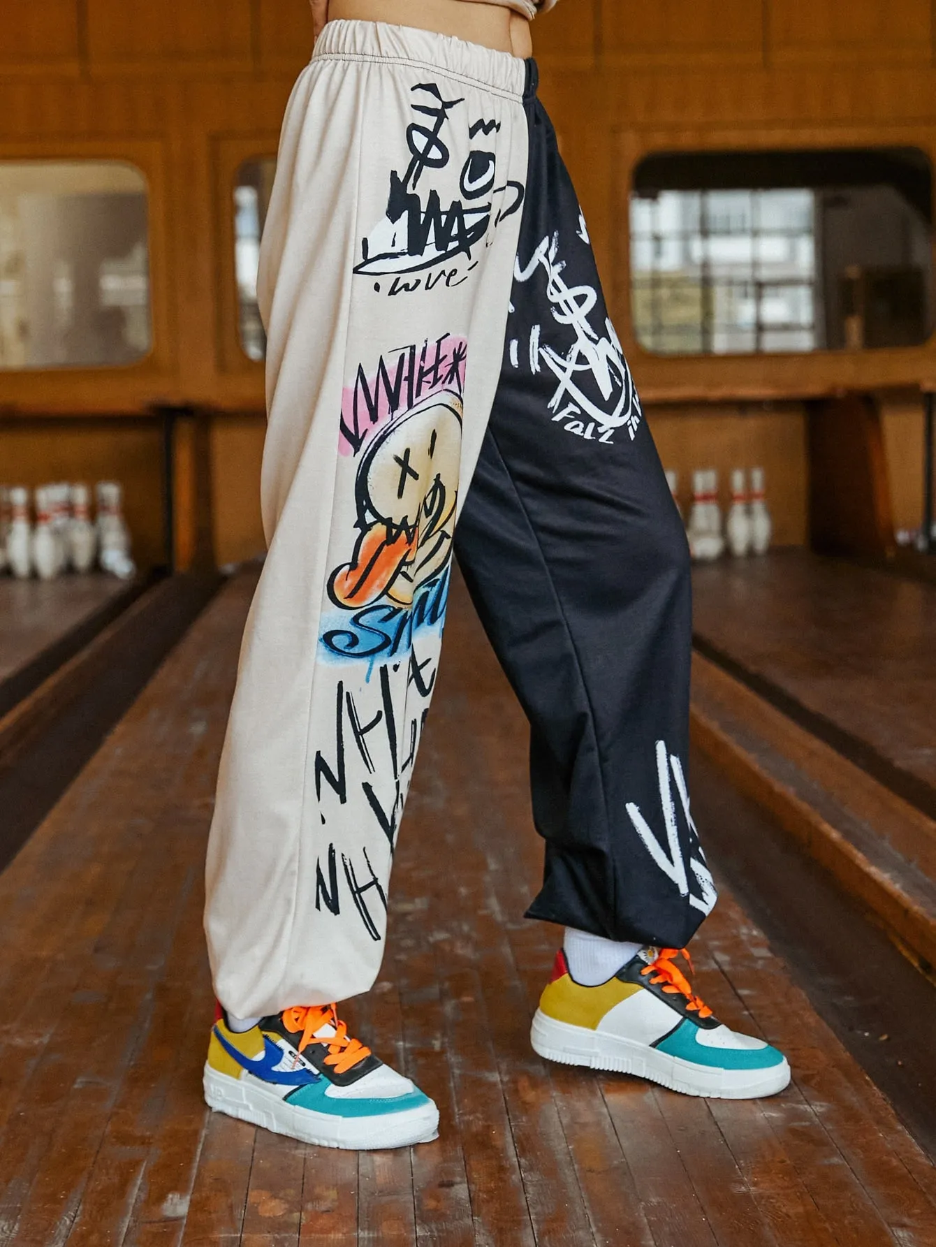 Colorblock Natural Long Women Sweatpants